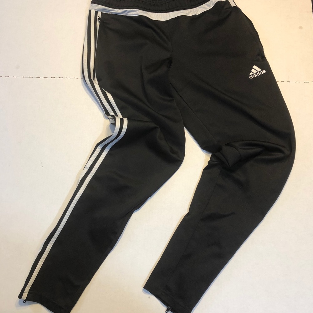 Adidas Track Pants Black with White Stripes Med
